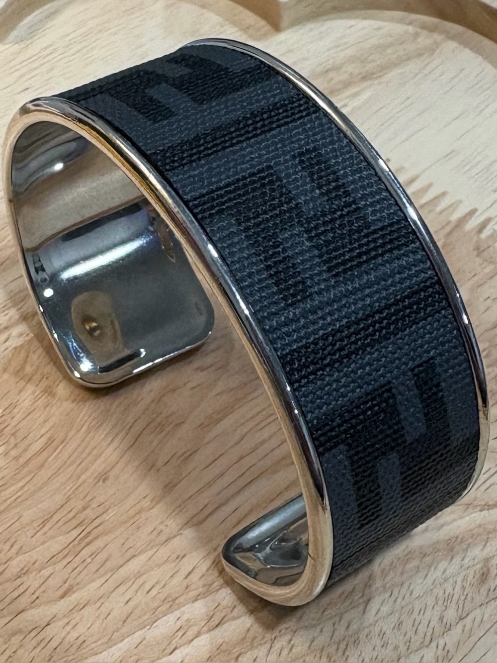 Fendi Gray Monogram Cuff Bracelet - Picture 2 of 4